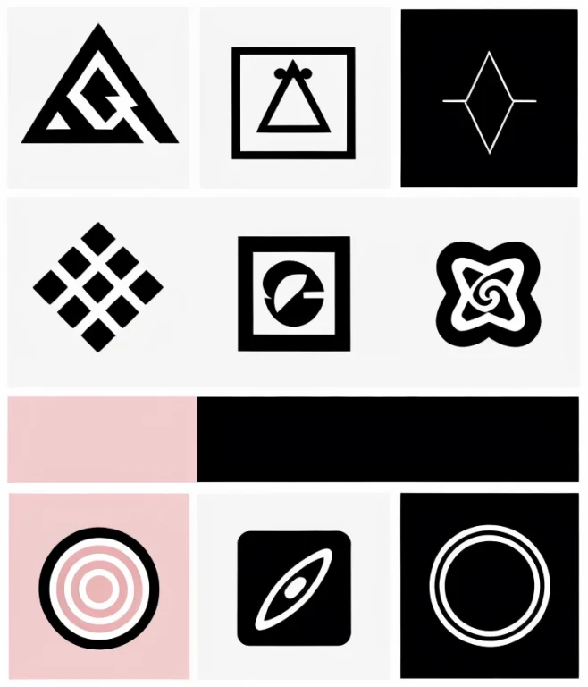 Four Different Magical Symbols Esoteric Set, Black And White...