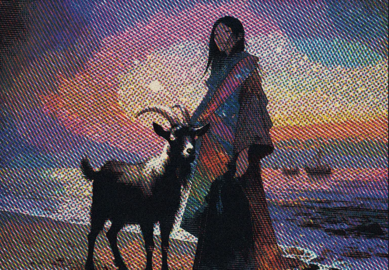 Mutopix A Woman With Long Dark Hair Stands On A Sandy Beach...