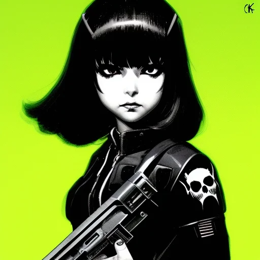 Cute Girl, Threatening, Cyber, Punk, Skull, Warhammer 40k, K...