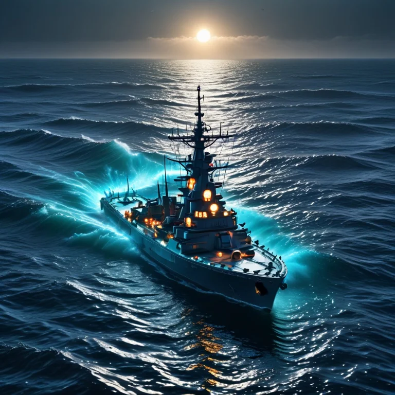 Battleship In A Ocean