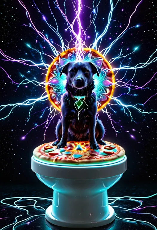 A Dogsitting On A Toilet Bowl Precariously Balanced On A Top...