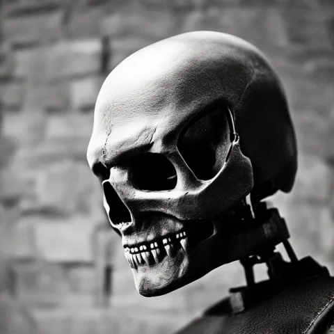 Threatening Cyborg, Skull, Cinema768-bw — Stable Diffusion AI Prompt: Threatening cyborg, skull, Cinema768-BW