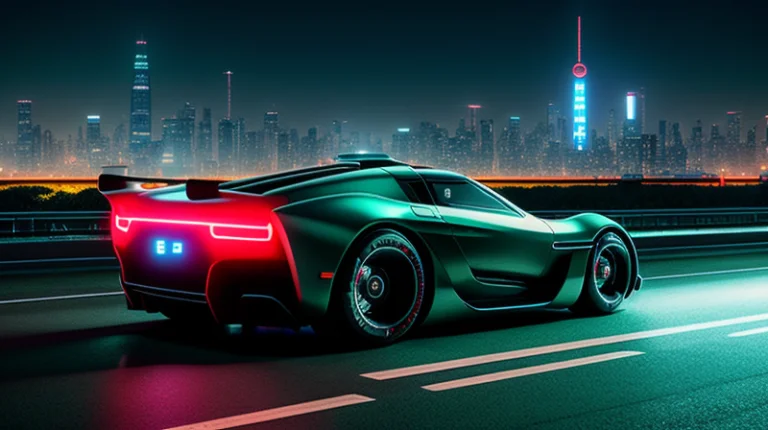 Futuristic Car, Akira, Tokio, City, Night, Realistic, 4k, Di...
