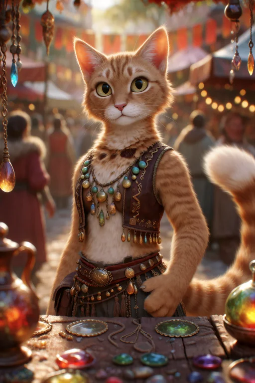 Ph0tika, Anthropomorphic, A Cat Woman With Sleek Orange Tabb...