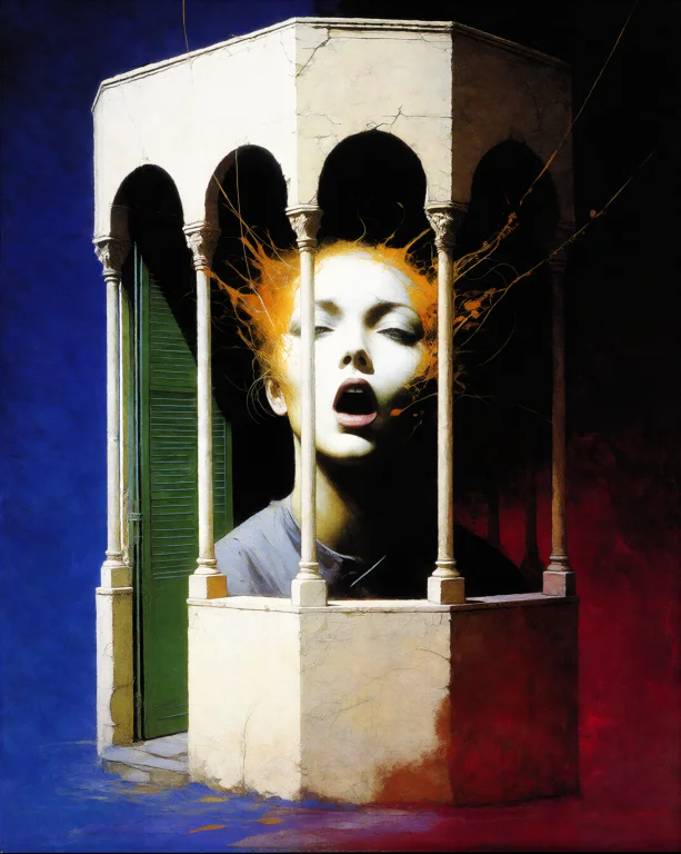Frazetta Style Dark Fantasy Oil Painting A Womans Face Appea...