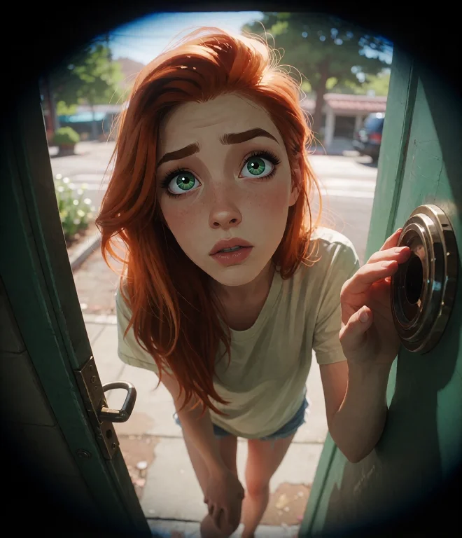 Woman A 20-year-old Woman With Long, Coppery Red Hair And Em...
