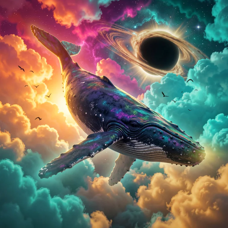 Surreal Digital Fantasy Illustration, A Colossal Humpback Wh...