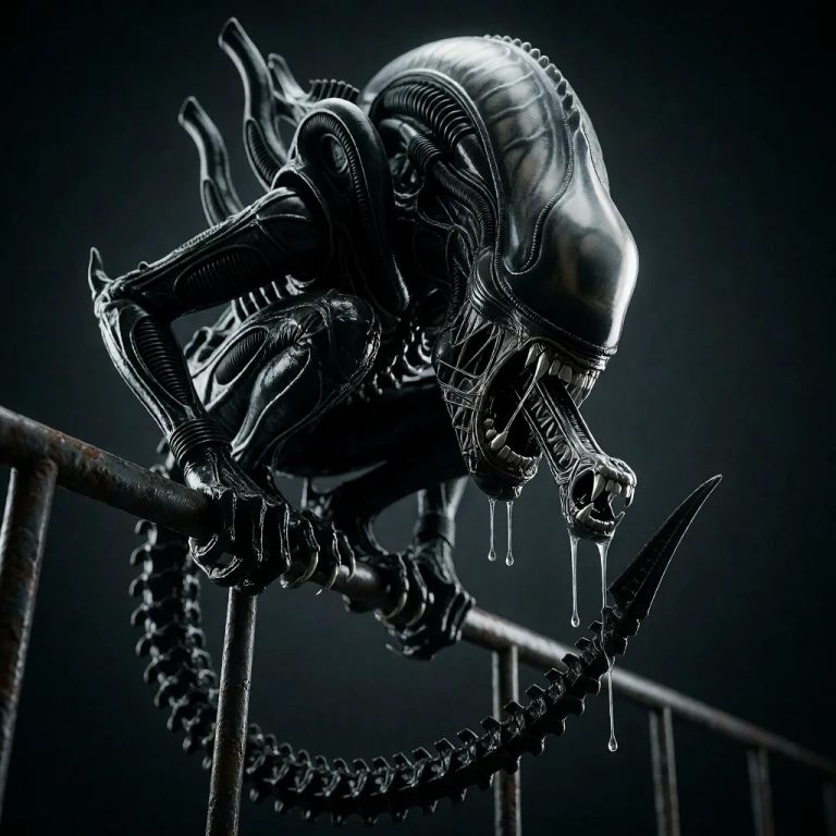 Catusmorph, Xenomorph, Alien, An Ultra-close Low-angle Shot...