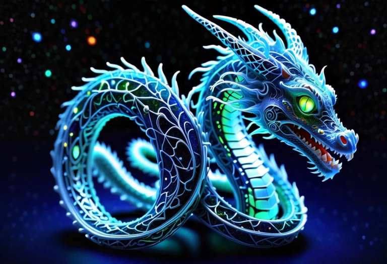 Photo-realistic An Elegantly Detailed Asian Space Dragon Coi...