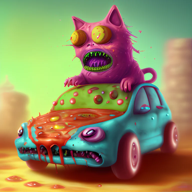 Cat Driving Car, Foodcrit, Shocked Eyes, Long Whiskers, Smok...