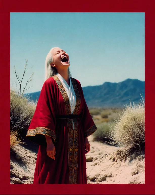Dcfrcanma. A Woman In A Deep Red Ceremonial Robe Embroidered...