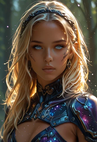 Gorgeous Galactic Female With Blonde Hair — Stable Diffusion AI Prompt: Gorgeous Galactic female with blonde hair