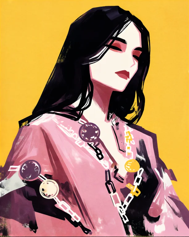 Digital Illustration Flat Graphic Style. A Figure With Pale...