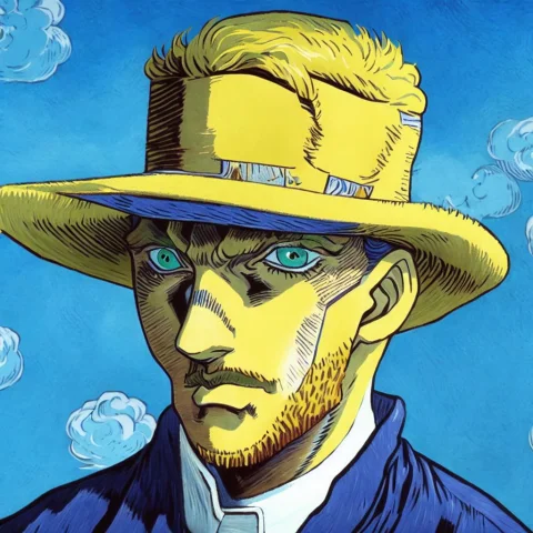 A Painting Of Vincent Van Goghs Self-portrait With A Straw H... — Stable Diffusion AI Prompt: A painting of Vincent Van Gogh's Self-Portrait with a Straw Hat