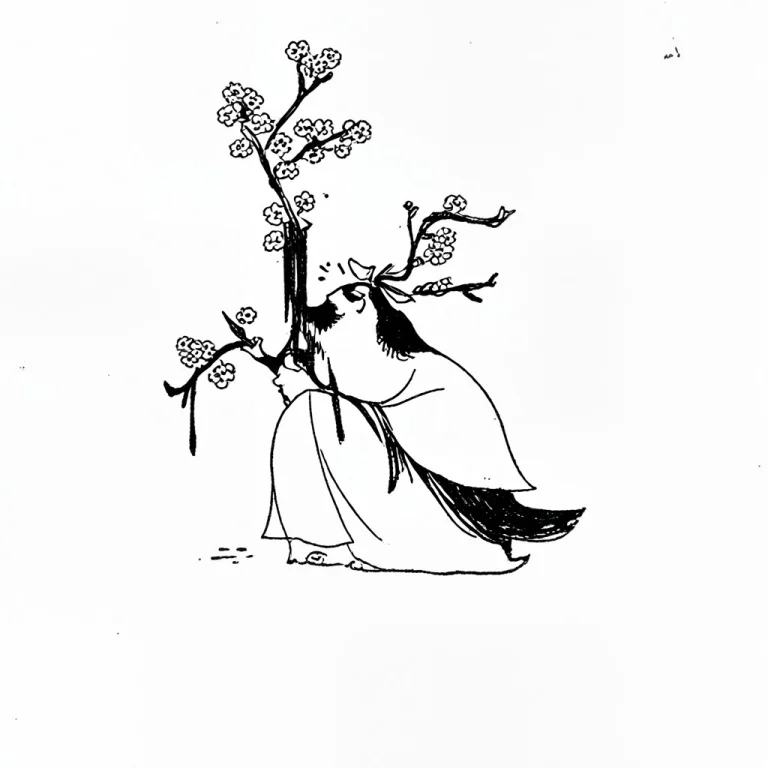 In Zxybaimiaostyle, A Bearded Scholar Holds A Flowering Bran...