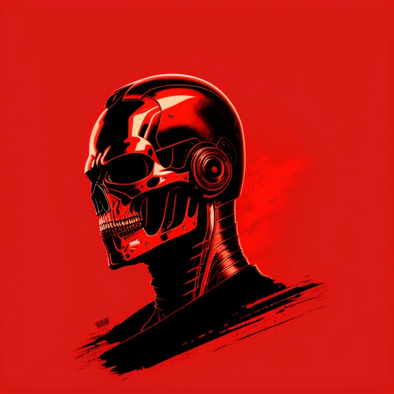 Terminator T-800 On A Red Background 1.4as A T-shirt Logo In...