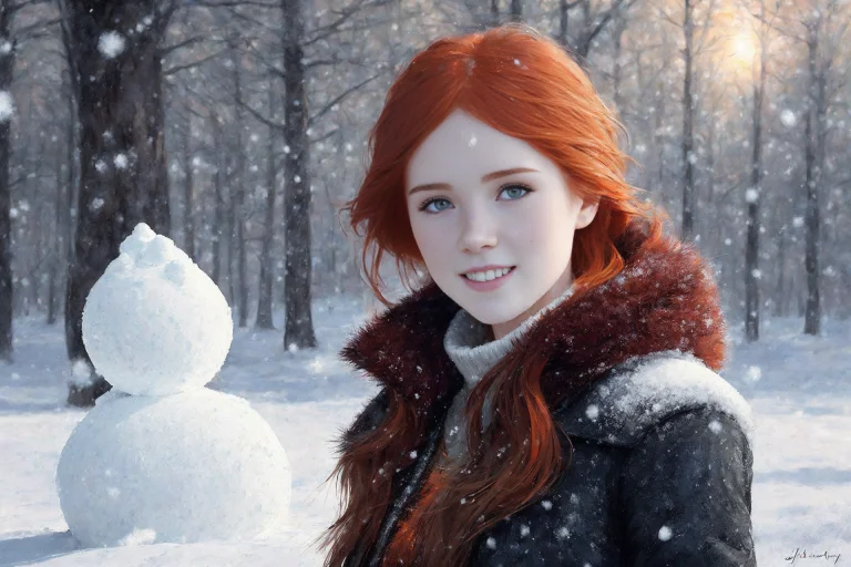 Jia Lissa Throws Snowballs, Freckles, Blue Eyes, Big Eyes, L...