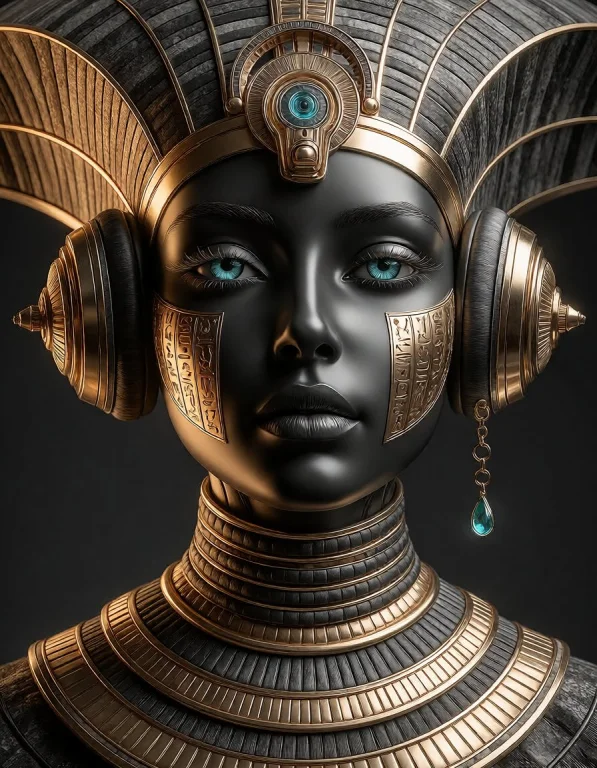Create A Luxurious Futuristic Pharaoh Portrait Combining Anc...