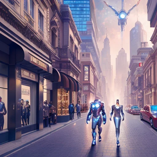 Futuristic City Combine With Luxury Traditional City, Man Wa...