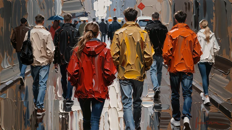 This Vertical Oil Painting, Captured At A Neutral Eye-level...