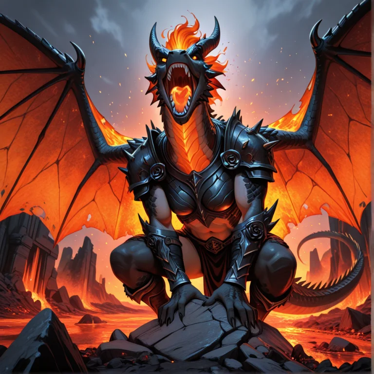 A Colossal Dragon Captured In A Dynamic, Roaring Pose Mid-fl...