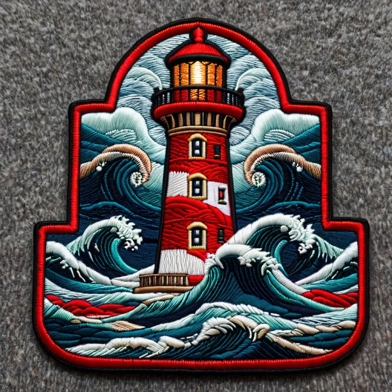 Ral-embroideredpatch, Artembroidery, A Tall Red And White Li...