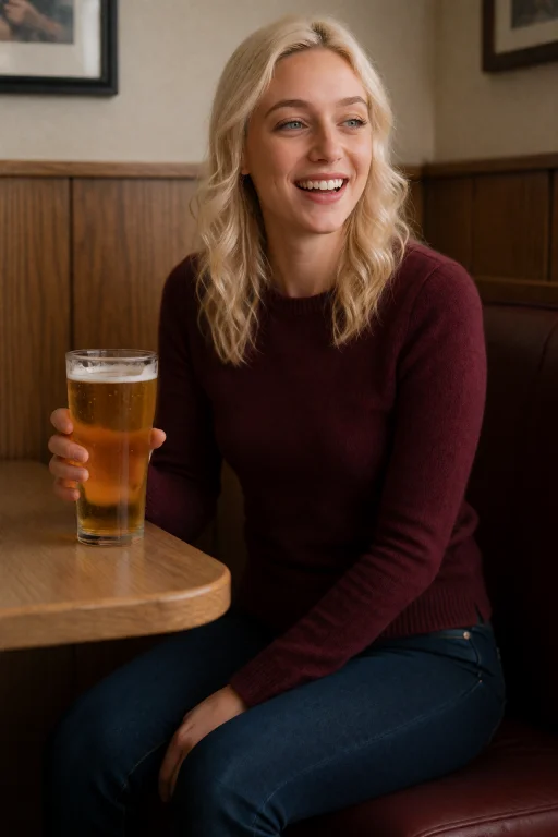 Sashamiller. Sitting Alone In A Booth At A Small Neighborhoo...