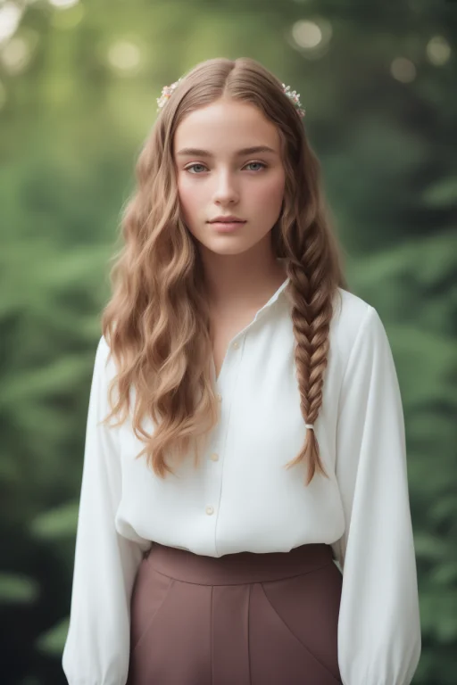 Waiter Woman, Nature, Brown Braids, By Justine Tjallinks, Ga...