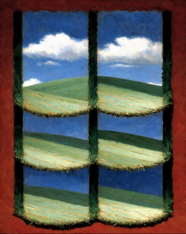 Dcdrkfntsy. Watercolor Painting Of A Repeating Landscape Pat...