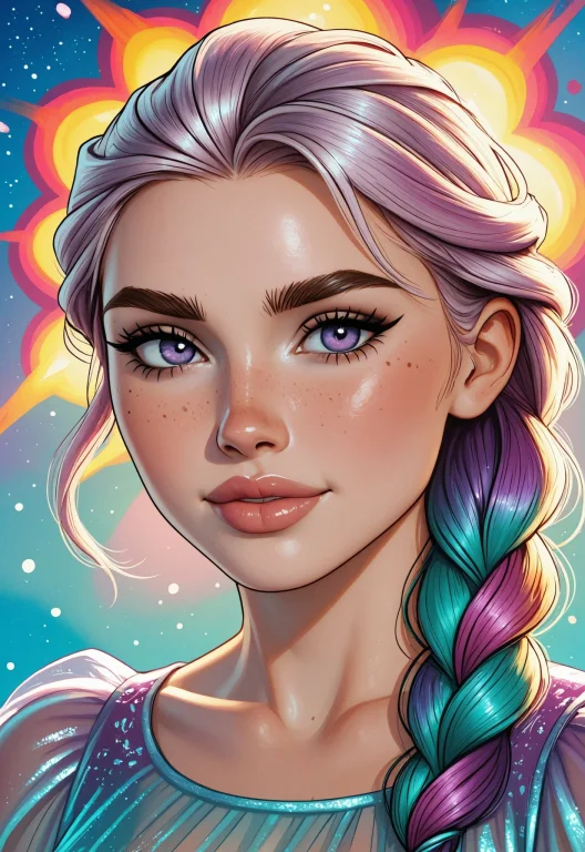 Digital Art Woman Face Closeup, 23 Years Old, Freckles, Real...