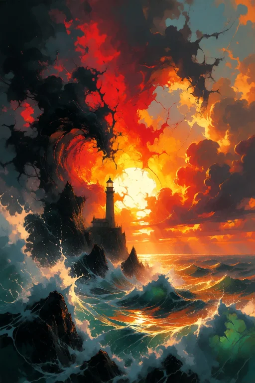 Strangedaal. A Magnificent And Chaotic Sunset Over A Turbule...
