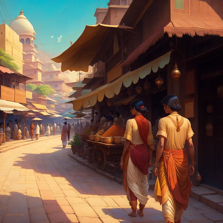 An Indian City In The 1900s, Colorful Spice Markets, Main St...
