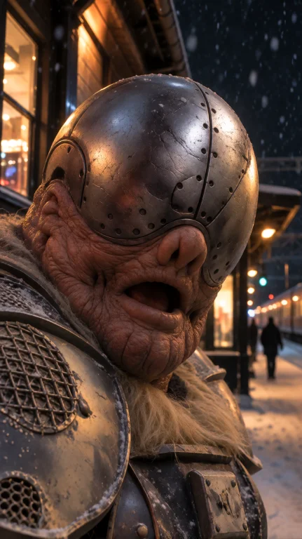 Tvlk Alien Man, Extreme Close-up, Low Angle, Head Tilted Bac...