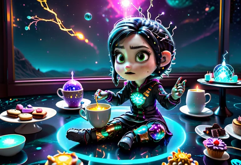 Vanellope Sitting Awkwardly At A Tiny Alien Childrens Tea Pa...
