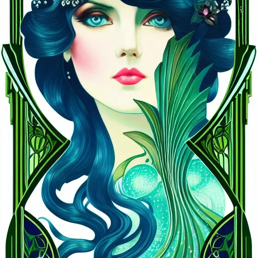An Image Of Beautiful Girl, Big Eyes, Crystal Blue, Sea Gree...