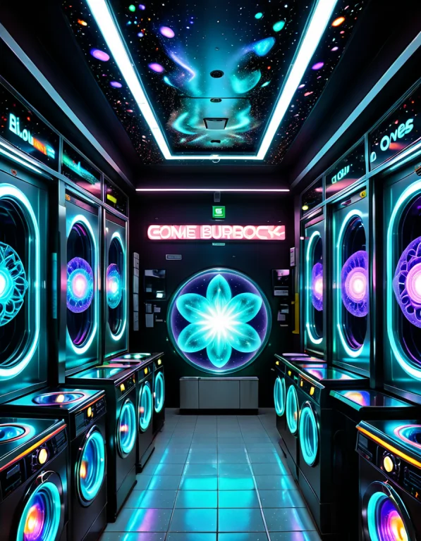 Biolumens Universe, Ordinary Suburban Laundromat Transformed...