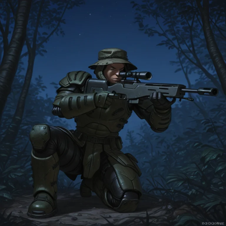 Strtrop,power Armor,codpiece,, Night,jungles,boonie Hat,on O...