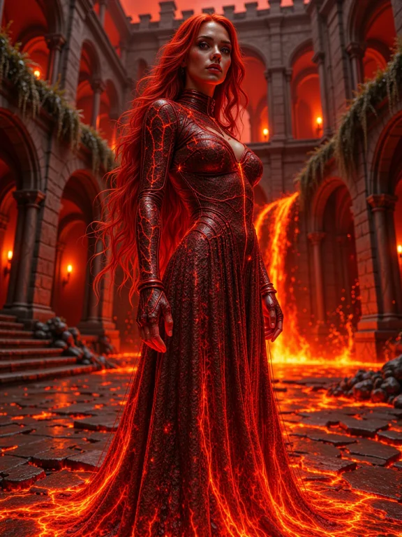 Hhc, Hidden Hell Courtyard, Close-up Of A Red Long Wavy Hair...