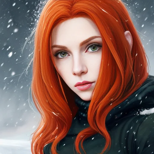 Portrait Of Beautiful Auraqw Adrym Daryloz With Amber Red Ha...