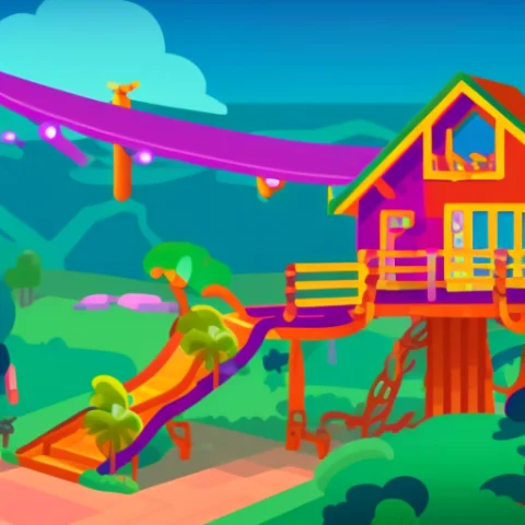 Treehouse In Kurzgesagt Style — Stable Diffusion AI Prompt: treehouse in kurzgesagt style