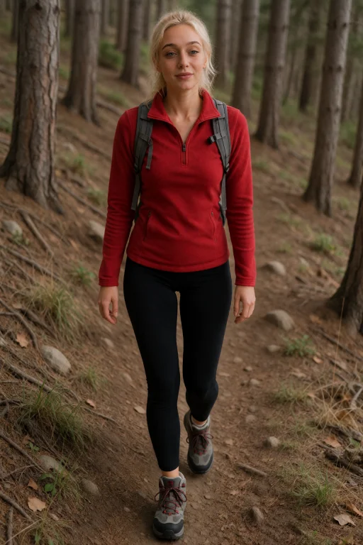 Sashamiller. Walking Toward The Camera On A Wooded Hiking Tr...