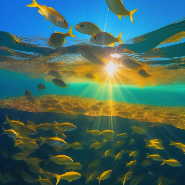 A School Of Fish Turning In Bright Shallows, Photograph, Vol...