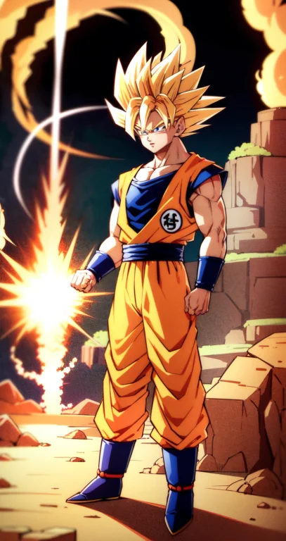 Toriyamaakira, Son Goku Super Saiyan Standing And Expanding...