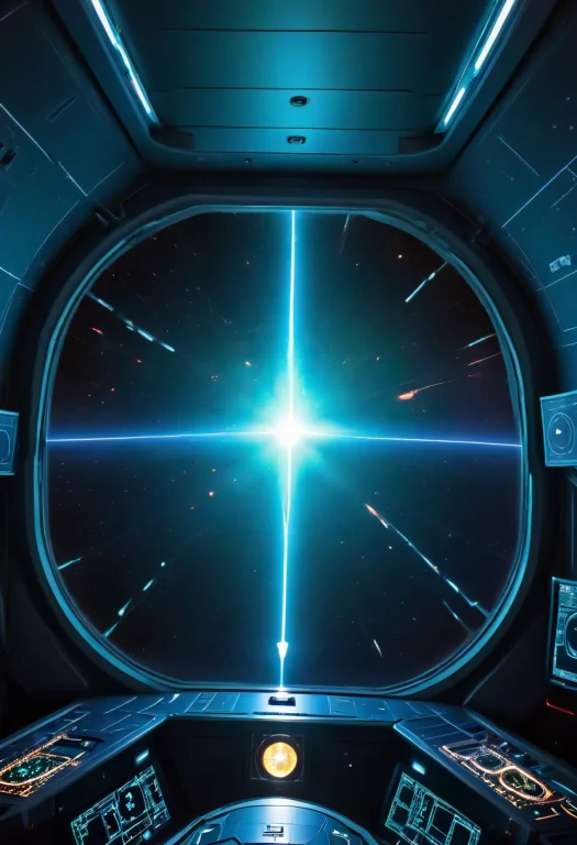 Spacecraft Onboard Large Window, Visible Pulsar, Bright, Daz...