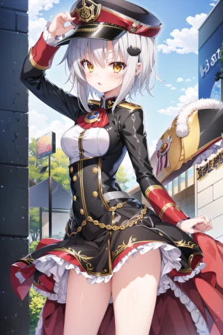 Koneko Toujou Dxd, 1girl, Cat Ears, Military Uniform, Milita... — Stable Diffusion AI Prompt: Koneko Toujou (DXD), 1girl, cat ears, military uniform, military cap, short hair...