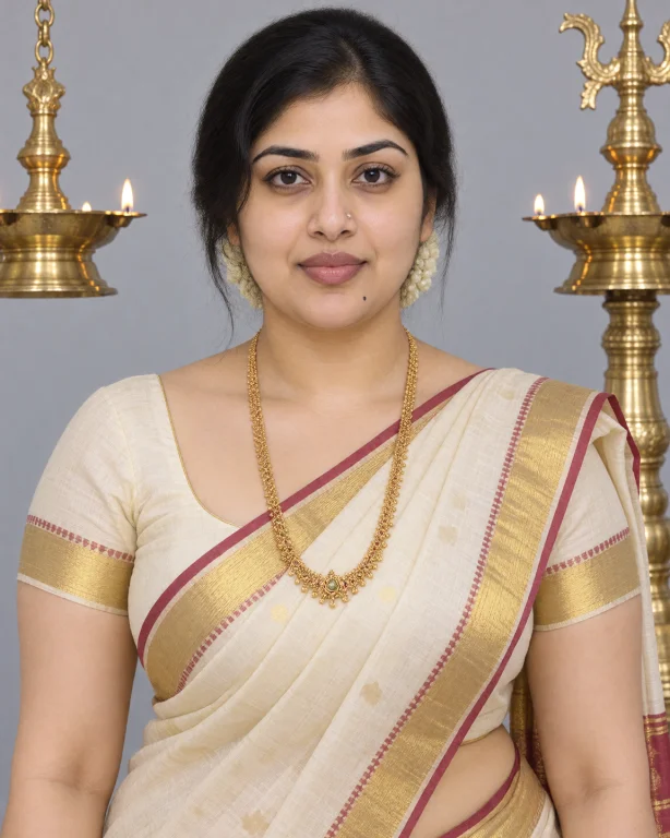 Zxrevathi Woman, 33 Years Old, Waist-up, Silk Saree Worn Wit...