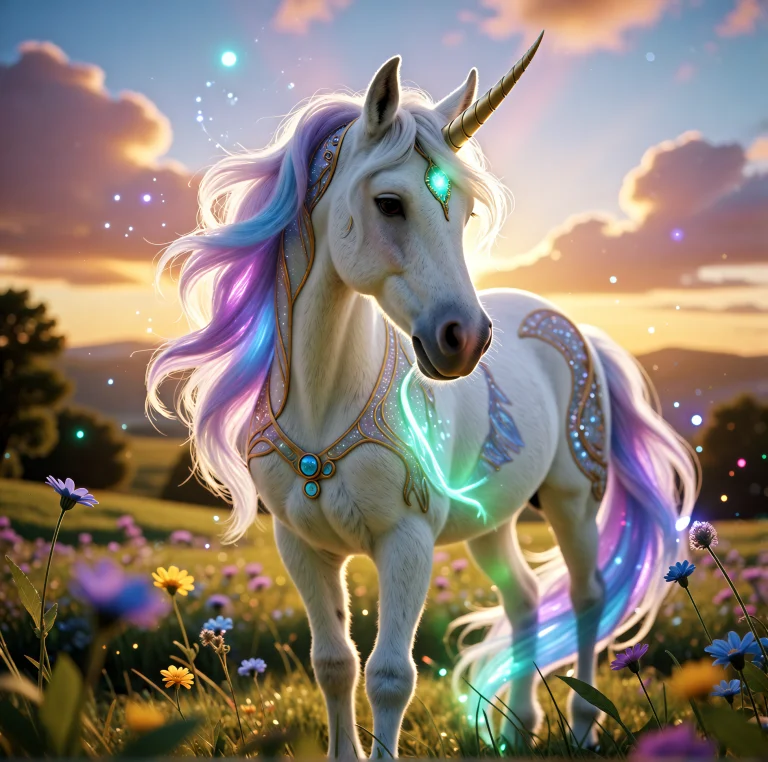 Mnfairydaal, N0vuschr0ma Style, A Photorealistic Unicorn Hea...