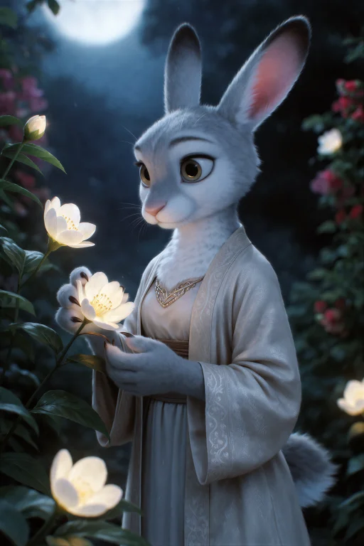 Ph0tika, Anthropomorphic, A Rabbit Woman With Silvery-gray F...