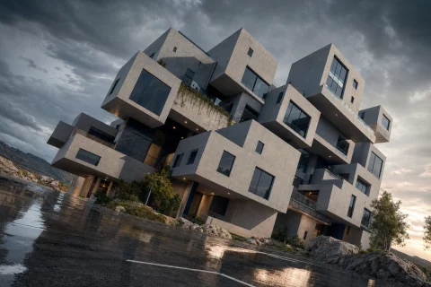 Ultra-photorealistic Cinematic Architecture Photograph, True... — Stable Diffusion AI Prompt: Ultra-photorealistic cinematic architecture photograph, true 8K micro-detail, So...
