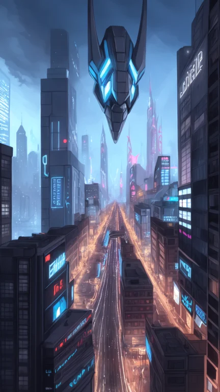 A Large And Ominous Pale Face Hovers In The Air Over A Cyber...